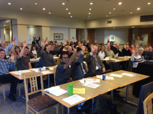 First meeting of AAUP Chapter, Seattle University, Fall 2013.